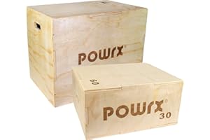 POWRX Caja pliométrica Ideal para Aumentar la Fuerza y Masa Muscular - Base y Superficie ANTIDERRAPANTES - Material 100% Madera