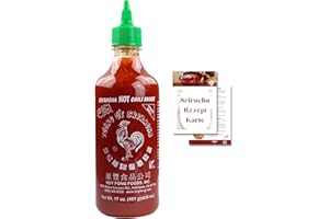 ‎ASIAFOODLAND.DE Huy Fong - Sriracha scharfe Chilisauce - Das "Original" - 433ml - inkl. Asiafoodland Sriracha Sauce Rezeptkarte - als feurig leckerer Siracha Asia Saucen Dip