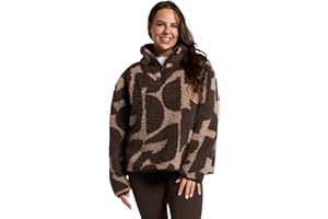 OHS Fleece Pullover Half Zip Women, Gifts for Women Outdoor Clothing Ladies Winter Coats Super Soft Cosy Jumpers Warm Fleece Print Jackets Perfect for Hiking Walking Camping - S/M, L/XL