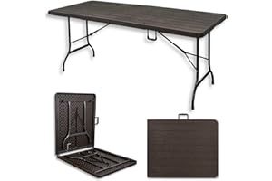 TERRE JARDIN - Table Pliante, 8 Places 180 x 74 x 74 cm 175 kg Max - Table Pliante Exterieur, Interieur Rectangulaire - Table de Jardin Pliante Blanche, Buffet, Fêtes, Camping - Stable et Robuste