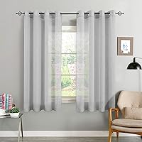 TOPICK Voile Vorhang Mit Ösen Transparent Gardine Gaze Paarig Ösenschals für Wohnzimmer Schlafzimmer 145 x 140 cm (H x B…