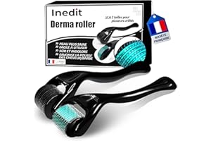 NEDIT Dermaroller - 2 modèles (0,25mm + 0,5mm) - Roller Barbe - Kit De 2 Rouleaux A Micro-Aiguilles Pour Traitement De La Peau - Résultats Garantie (Noir/vert)