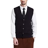 Kallspin Gilet Cardigan da Uomo con Scollo a V e Bottoni in Misto Lana