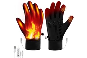 Ertisa Guanti Riscaldati USB per donne uomini, Guanto Riscaldati Elettrico 3 temperatura Guanti termici riscaldati bifacciale Guanto da sci invernali Touchscreen Scaldamani Regalo per Esterni Attività