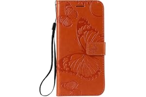 DENDICO Cover per Huawei P Smart 2019 / Honor 10 Lite, Pelle Portafoglio Custodia per Huawei P Smart 2019 / Honor 10 Lite Custodia a Libro con Funzione di appoggio e Porta Carte di Credito - Arancia
