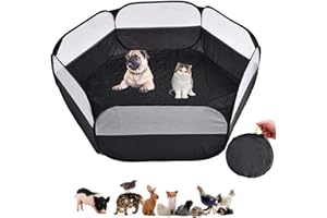 CJWDZ Small Animal Cage, Pet Playpen, Play Tent, Indoor/Outdoor Bedding Fence, Portable Pen for Hamster, Guinea Pig,Bunny, Puppy, Ferret, Rat, Cat, Chinchilla, Bearded Dragon, Hedgehog (nocover-Black)