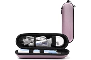Nincha Kompaktes Elektrozahnbürsten-Reiseetui, Eva-Schutztasche für Philips Sonicare/Oral-B, wasserdichte tragbare Aufbewahrungstasche mit Netztasche & elastischen Bändern（Rauchiges Rosa）