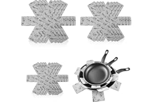 Elepl 12 Pièces Protege Casserole et Poele Protection Poele Protections de Casseroles Anti-Rayures Feutre Rembourré Imprimé Protéger Les Surfaces de Votre Cuisine pour Éviter Les Rayures (26-36-38 CM)