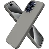 URUCHI iPhone 15 Pro ile Uyumlu Kılıf, İ&ccedil;i Kadife Kaplamalı İnce Sıvı Silikon Tam Koruma Yumuşak Jel Silikon Kapak, Gri