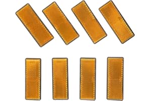 Eacalyc Reflectantes Remolque Rectangulares Amarillo Adhesivo Reflectores Catadioptrico Rectangulares Reflectante para Remolque Bicicleta Camión o Máquinas Agrícolas Paquete de 8