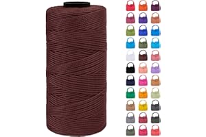 LEREATI Corde Macramé 1.5mm x 200m Fil Macramé Fil pour Bracelet Ficelle de Satin Polypropylene Brillante, Cordon pour Bracelet Bricolage Sac à Tricoter Porte-Plantes Décorations (Café)