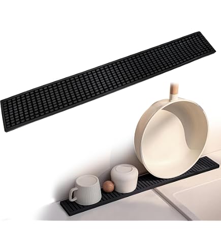 Tapis Égouttoir Étroits En Silicone Antidérapant 55x8,8x0,5cm - Noir, Idéal Pour Cuisine Et Vaisselle