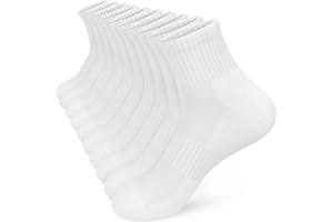 OUHOS Womens Ladies White Black Running Trainer Ankle Socks Anti Blister Walking Hiking Sports Socks Cushioned Work Support Cotton Socks for Womens 4-7 Multipack Breathable Cycling Athletic Socks 5 Pairs