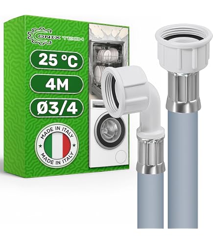 ONIX TECH - Rallonge Tuyau Machine à Laver Et Lave-vaisselle 1,5 M - Filetage 3/4'', Résiste 20-60 Bars - Garantie 5 Ans - Fabriqué En Italie