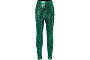 Agoky Mädchen Meerjungfrau Hose Metallic Fischschuppen Leggings Stretch Strumpfhose ohne Fuß Prinzessin Outfits