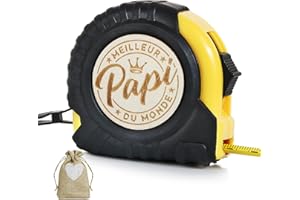 BOFUNX Mètres à ruban + Sac cadeau en Jute Cadeau pour Grand-Père Meuilleur Papi du Monde Fête Noël Thanks Giving Anniversaire