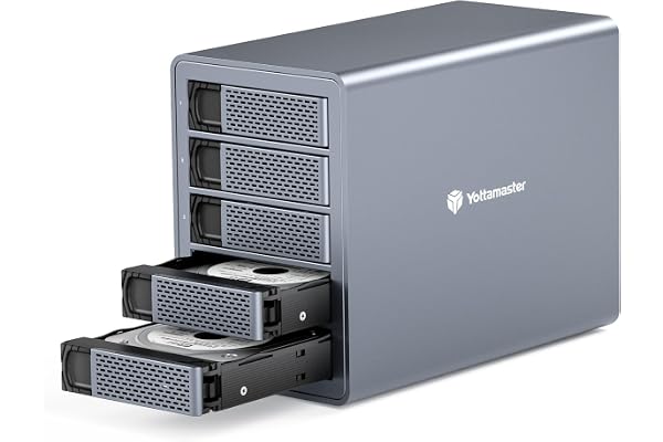 Yottamaster 10Gbps 5 Baies Boîtier Disque Dur, Daisy Chains Externe Type-C pour 2.5"/3.5" HDD/SSD Soutien 5x24TB- Expansion vers 2 Périphériques USB pour Une Capacité allant jusqu'à 360TB