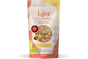 Lysa cereali Granola BIO Easy, Mela, Zenzero e Avena, Senza Glutine, Senza Zuccheri raffinati, Ricca di fibre, Vegan - 280gr