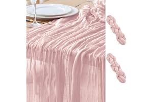 Cheesecloth Table Runner 90x400 cm (13FT) Boho Rustic Wedding Decor - Natural Gauze Tablecloth for Bridal Shower, Birthday Party, Valentine’s Day, Farmhouse Dining (Dusty Pink, 2 Pack)
