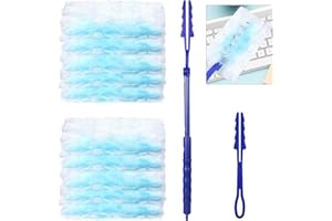 Nadisean 30 Stück Duster Staubmagnet Nachfüllpack Set, 360° Staubwedel Nachfüllpack mit 2 Handgriff, Staubtuch Staubwedel, Staubtuch Nachfüllung für Reinigen von Tierhaare Staub Schmutz