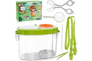 ZEBETTER-HSC Kinder Insekten Dose, Lupe Insekten Sammelbox Beobachtungsbox Lupenglas für Kinder, Draussen Forscherset Kinder mit Riemen, Pinzette, Outdoor Bug Catcher Container, Kinder Naturerkundung Entdecken