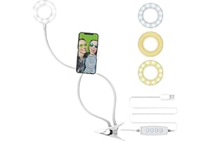 DigiPower 3"" Selfie Ringlicht mit Cliphalter, 3 Beleuchtungsmodi, 10 Helligeitsstufen, Smartphone-Halterung (iOS/Android), kabellose Fernbedienung, für Make-Up, YouTube, TikTok und Vlogging", DP-VLR3