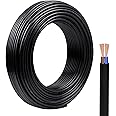 KingYH 10 Meter Black Electrical Wire 2 Core Flat 0.75 mm² PVC Mains Power Cable Twin Flexible Copper Cable for Extension Power Wire Home Small Electrical Wiring