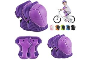 XZMCAT Protections patins à roulettes pour enfant, comprend genouillères, coudières et poignets pour cyclisme, skateboard, patinage et autres sports (violet)