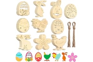 TARUMEDO 50 Stück Ostern Anhänger Osterdeko Holz Ostereier Holz Osterhase aus Holz, zum Aufhängen Ostern Deko Holzanhänger Ostern Basteln Holz Ornamente Osteranhänger Diy Holz Anhänger für Osterdekoration
