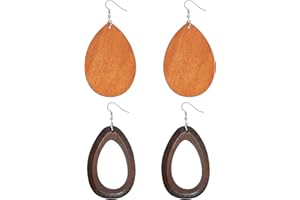 Gleamart Lightweight Wood Drop Earrings 2 Pairs Natural Wooden Dangle Earrings Set for Women