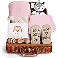 Nnewvante Baby Gift Basket, Newborn Gift Set with Baby Baby Rattle, Newborn Baby Gift Set, Newborn Baby Gifts, Medium Baby Gift Basket Kit for Expecting Moms(PINK)