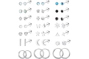 FIOROYAL 21Paar Kleine Ohrstecker für Damen Herren Helix Piercings Piercing Ohr Medizinische Ohrstecker Silber Knorpel Piercings Daith Tragus Ohrringe Set