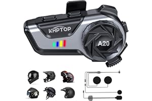 Khptop Casco Moto Auricolare CVC&DSP Riduzione del Rumore auricolari bluetooth moto Soft/Hard Mic/1000mAh Automatico Risposta/Chiamata Cuffia Musicale IPX6 Impermeabile Compatibile con Tutti i Caschi