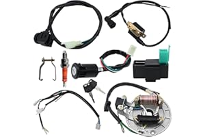 Hoypeyfiy Complete Electric Wiring Harness Loom Set Ignition Coil Engine Kit with Spark Plug CDI Box for 49cc 50cc 80cc 90cc 100cc 110cc 125cc ATV Quad Dirt Bike