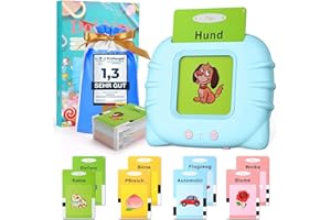 Dokkita Sprechende Lernkarten Deutsch, Flash Karten Kinder Deutsch, Standard Deutsch-112 Blätter 224 Wörter, Lernkarten zur Sprachförderung, Vorschule Geschenk Spielzeug für Mädchen Jungen-Blau