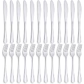 PionStar 24 knives and forks, stainless steel cutlery set for 12 people | 12 Forks, 12 Table Knives, Dishwasher, Mirror Polis