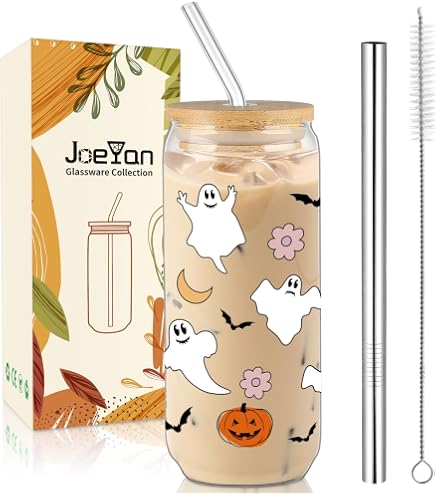 Bookish Eiskaffeetasse Aus Glas – 473 Ml Mit Bambusdeckel & Strohhalm, Geschenk Für Buchliebhaber