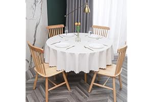 OXIANG Okrągły obrus Cerata PVC Wodoodporna osłona przeciwporostowa Obrus ​​na świeżym powietrzu Liście Biały-180cm