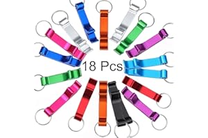Fiyuer llaveros abrebotellas, 18 pcs Llavero Cerveza abridor de Botellas Acero Inoxidable Mini Pocket Abridor de Botella para Cerveza de Jugo Beber(9 Color)