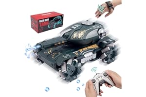 Bindove RC Stunt Tank with Light, Watch Gesture Sensor RC Tank Toy, 360 Rotation Remote Control Stunt Car Shooting Water Bullets, Gifts for Children (Dart Green)