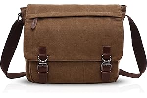 FANDARE Torba na ramię w stylu retro, płócienna torba kurierska dla mężczyzn, listonosz, torba crossbody, torebka na laptopa 32.8 cm, torba biznesowa, torba na podróż, do szkoły, na uczelnię, torba na