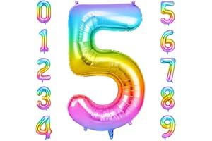 OFFCUP Globo Número 5, Gelatina Birthday Numbers Globo 101 cm Grande Foil Globos 40 Inch Helio Globos para Decoraciones de Fiestas Cumpleaños de niñas y niños, Aniversario de Graduación (5,Gelatina)
