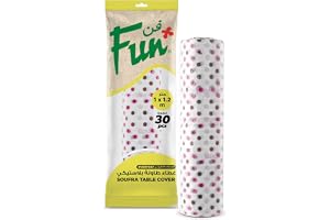 FUN BY AL BAYADER فن everyday plastic sufra disposable table cover 1x1.2m - printed, sofra roll of 30 sheets-assorted colors