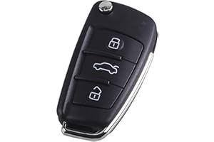 Heart Horse 3 Buttons Folding Flip Remote Car Key Shell Case Compatible For Au-Di A2 A3 A4 A6 A6L A8 Q7 TT S6 Quattro Keyless Entry Key Fob Case Replacement