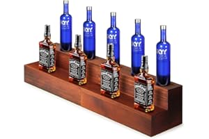 B4Life Liquor Bar Bottle Display Shelf, 2 Tier Real Wood Bar Shelves for Liquor Bottles, Bar Shelf for Liquor, Liquor Shelf for Home Bar Liquor Shelves Bottle Display
