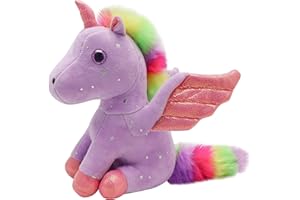 Heionia Peluche Licorne Poupée Jouets en Peluche Animaux en Peluche Cadeaux d'anniversaire Filles Enfant, 23CM (Violet)