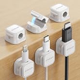 JOYROOM 6 Pcs Adjustable Cable Clip Organizer Magnetic Cable Management for Desk, Bedside Tables, Charging Cables, HDMI, USB,