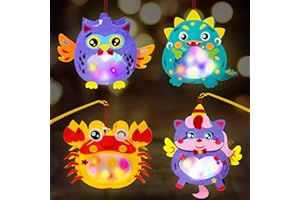 HILKKET Laternen Bastelset für Kinder 4pcs, Laterne St Martin mit Laternenstab, Laterne Basteln kinder Set, Laternenumzug Laternenlauf Laternen, Tier Kreativsets Herbsttier Laternen Geschenk Sankt Martin