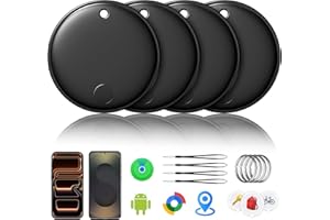 Air Tracker Smart Tags Android & iOS-4er Pack, Dual System Tracker Tagg für Apple Wo ist? & Smart Tag Android Google's Find Hub | Tracker Batterie wechselbar, (Schwarz)