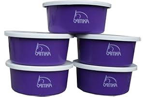 Reitsport Amesbichler Lot de 5 bols à céréales AMKA - 2 litres - Avec couvercle - Pour chevaux, chiens et animaux - Violet